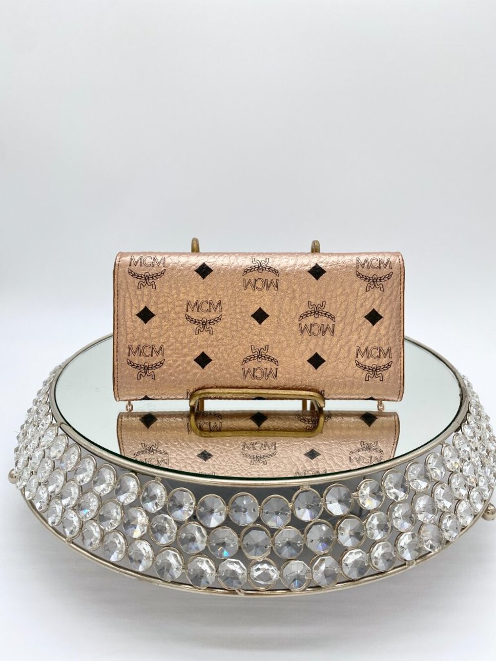 MCM Patricia Studded Visetos Wallet on Chain Rose Gold WOC 💗 Piper - Picture 3 of 14